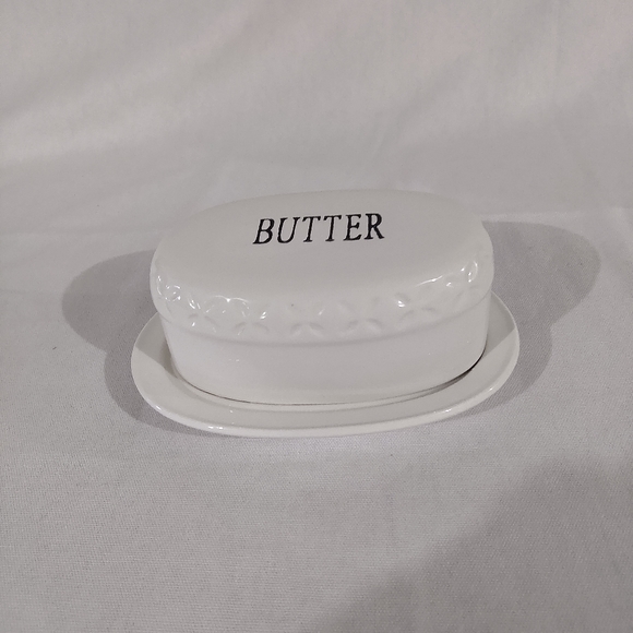 THL Classic Farmhouse Butter Dish, Black & White 5x3.5x 7
